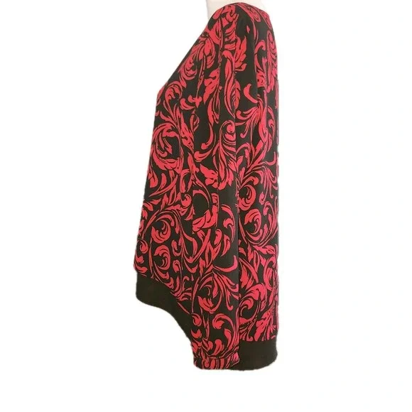 Chicos Womens Long Sleeve Blouse Size 1  Black & Red Floral Sheer‎ - Picture 2 of 4